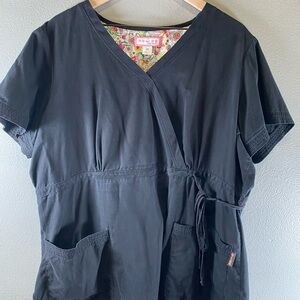 Koi Black Wrap Blouse